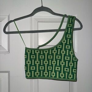 Zara Green Geometric Crop Top